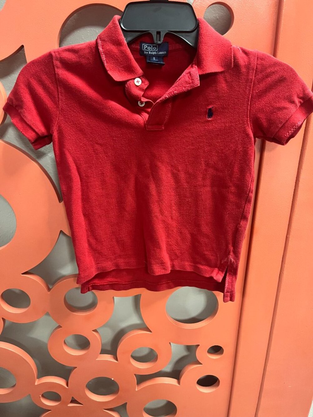Polo Ralph Lauren Boys Size 5 Red Polo - Zig-Zag Stitch Detail